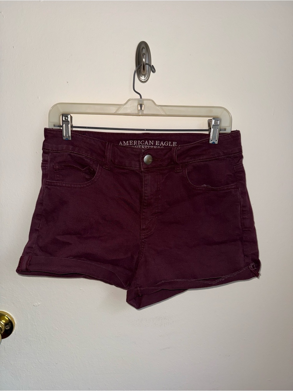 American Eagle Outfitters Maroon High-Rise Denim Shorts